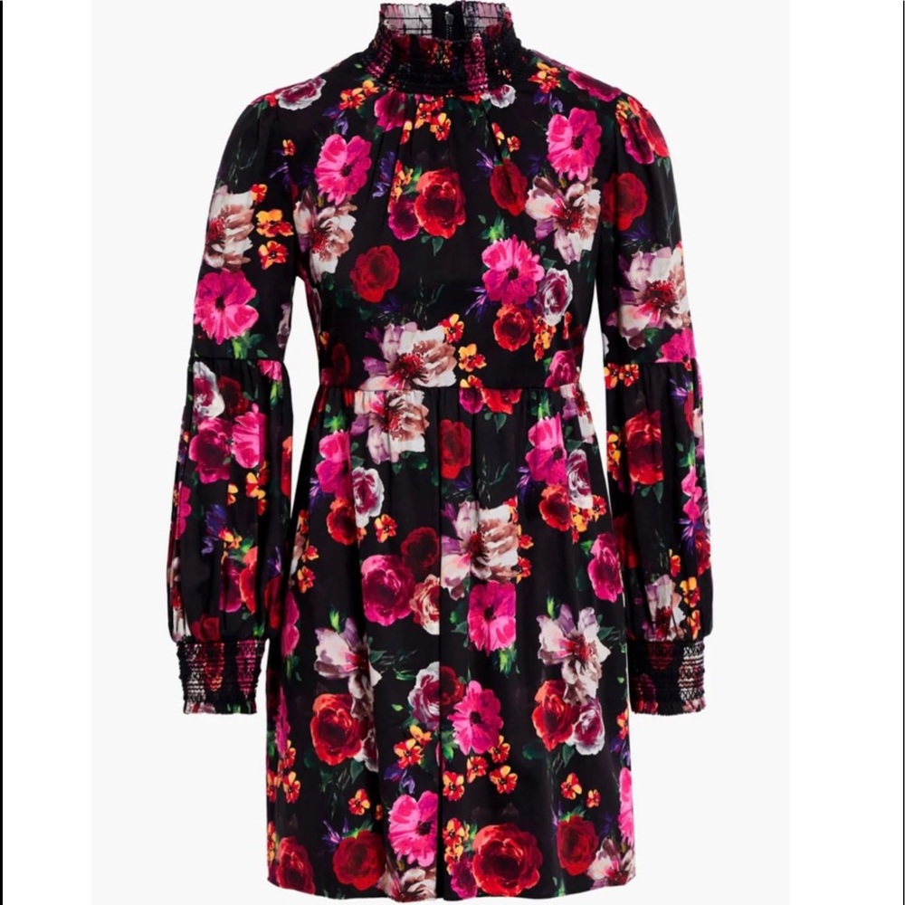 NWT GORGEOUS Alice + Olivia Thea Smocked Pleated Floral-Print